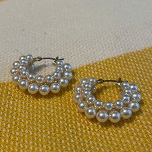 J Crew Pearl Hooped Earrings - Bridal